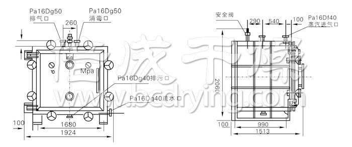 方形靜態(tài)真空干燥機結構示意圖